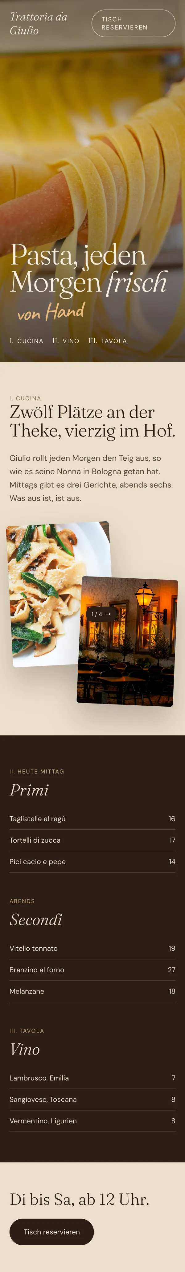Neuer mobiler Entwurf für eine Trattoria